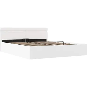 Cadre de lit à rangement avec led blanc similicuir 160x200 cm Vidaxl pas cher