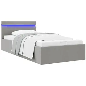 Cadre de lit à stockage hydraulique et led gris clair 90x200 cm - Vidaxl pas cher