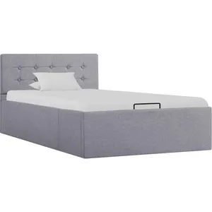 Comparateur de prix : vidaXL Cadre de lit à stockage hydraulique Gris clair Tissu 100x200 cm