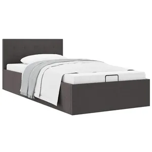 vidaXL Cadre de lit à stockage hydraulique Gris foncé Tissu 100x200 cm
