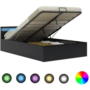 Comparateur de prix : vidaXL Cadre de lit à rangement avec LED noir similicuir 120x200 cm