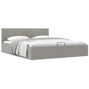 vidaXL Cadre de lit à stockage hydraulique Gris clair Tissu 160x200 cm pas cher