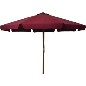 vidaXL Parasol avec mât en bois 330 cm Bordeaux