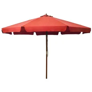vidaXL Parasol avec mât en bois 330 cm Terre cuite pas cher