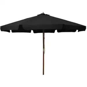 vidaXL Parasol d'extérieur avec mât en bois 330 cm Noir