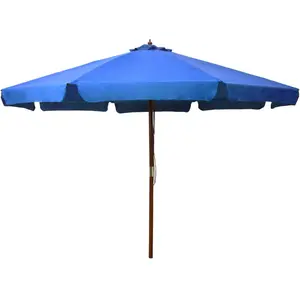 vidaXL Vidaxl Parasol D'extérieur Avec Mât En Bois 330 Cm Bleu Azuré