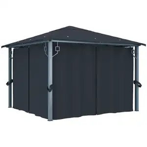 Comparateur de prix : vidaXL Tonnelle avec rideau 300x300 cm Anthracite Aluminium