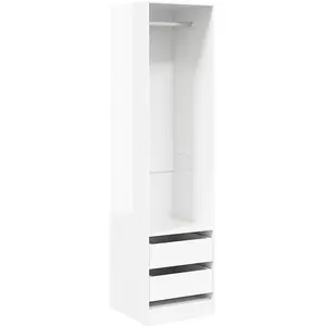 vidaXL Garde-robe avec tiroirs Blanc brillant 50x50x200 cm Aggloméré pas cher