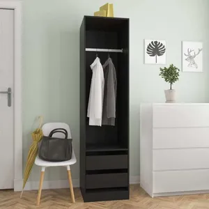Comparateur de prix : vidaXL Garde-robe avec tiroirs Noir 50x50x200 cm Aggloméré