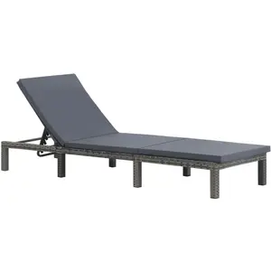 vidaXL Chaise longue avec coussin Résine tressée Anthracite pas cher