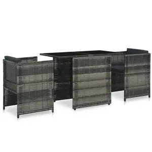 Comparateur de prix : vidaXL Mobilier de bistro 3 pcs avec coussins Résine tressée Gris