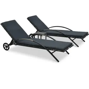 Comparateur de prix : vidaXL Chaises longues avec table Résine tressée Anthracite