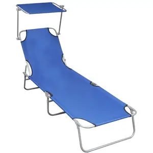 Comparateur de prix : vidaXL Chaise longue pliable avec auvent Bleu Aluminium