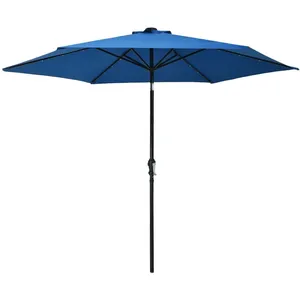 vidaXL Parasol met LED-verlichting en stalen paal 300 cm azuurblauw47135 pas cher