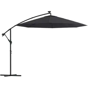 Comparateur de prix : vidaXL Parasol de jardin en porte-à-faux et lumières LED mât en acier