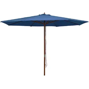 vidaXL Parasol d'extérieur avec mât en bois 350 cm Bleu