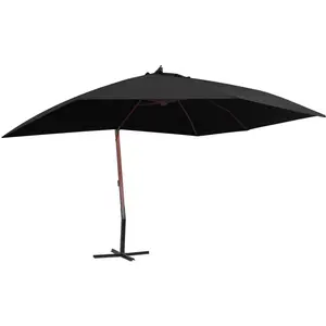 Comparateur de prix : vidaXL Parasol suspendu avec mât en bois 400x300 cm Noir