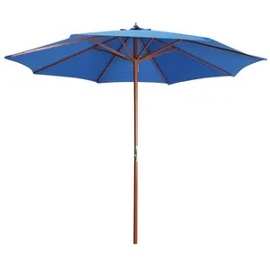 Comparateur de prix : vidaXL Parasol avec mât en bois 300x258 cm Bleu