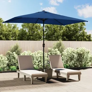 vidaXL Parasol d'extérieur avec poteau en métal 300x200 cm Azuré pas cher