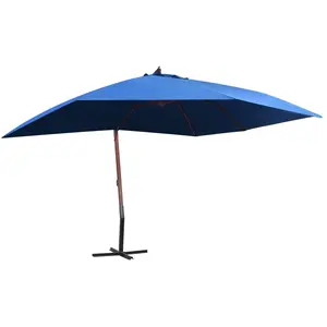 Comparateur de prix : vidaXL Parasol suspendu avec mât en bois 400x300 cm Bleu