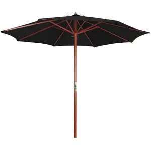 Comparateur de prix : vidaXL Parasol avec mât en bois 300x258 cm Noir
