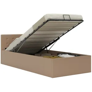 vidaXL Cadre de lit à stockage Cappuccino Similicuir 100x200cm