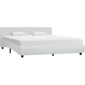 Cadre de lit avec LED Blanc Similicuir 160 x 200 cm