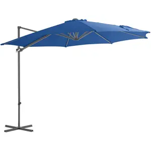 Comparateur de prix : vidaXL Parasol déporté avec mât en acier Bleu azuré 300 cm