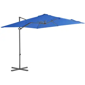 vidaXL Parasol déporté avec mât en acier Bleu azuré 250x250 cm pas cher