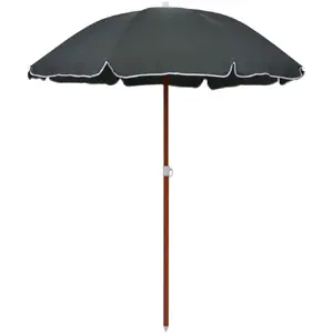 vidaXL Parasol avec mât en acier 180 cm Anthracite pas cher