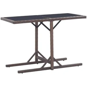 Comparateur de prix : vidaXL Table de jardin Marron 110x53x72 cm Verre et résine tressée
