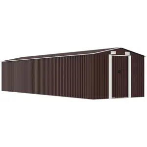 Comparateur de prix : vidaXL Abri de jardin Marron 257x990x181 cm Acier galvanisé