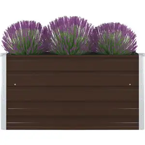 vidaXL Jardinière 100 x 100 x 45 cm Acier galvanisé Marron pas cher