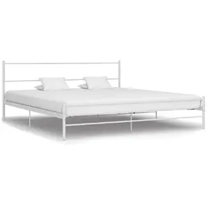 vidaXL Cadre de lit Blanc Métal 160 x 200 cm pas cher
