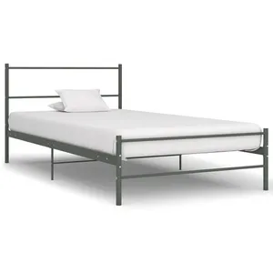 vidaXL Cadre de lit Gris Métal 90 x 200 cm pas cher