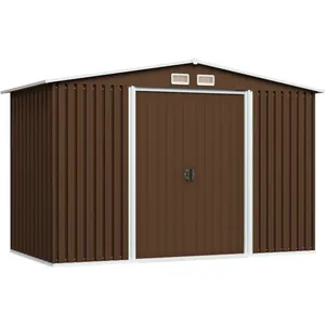 Comparateur de prix : vidaXL Abri de stockage pour jardin Marron 257x205x178 cm Acier