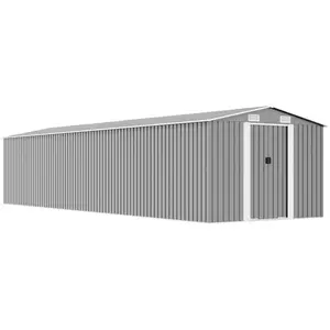 Comparateur de prix : vidaXL Abri de jardin Gris 257x990x181 cm Acier galvanisé