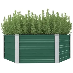 Comparateur de prix : vidaXL Jardinière 129 x 129 x 46 cm cm Acier galvanisé Vert