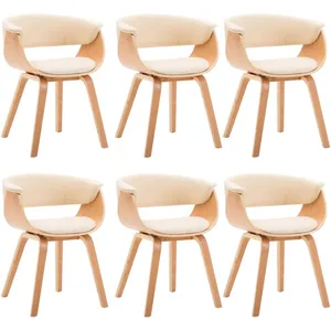 Comparateur de prix : vidaXL Chaises de salle à manger 6 pcs Crème Bois courbé et similicuir