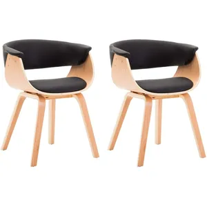 vidaXL Chaises à manger lot de 2 noir bois courbé et similicuir pas cher