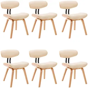 Comparateur de prix : vidaXL Chaises à manger lot de 6 crème bois courbé et similicuir