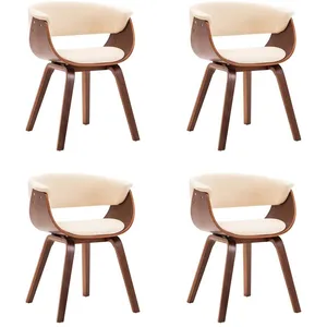 vidaXL Chaises à manger lot de 4 crème bois courbé et similicuir