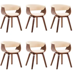 Comparateur de prix : vidaXL Chaises à manger lot de 6 crème bois courbé et similicuir