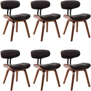 vidaXL Chaises à manger lot de 6 gris bois courbé et tissu pas cher