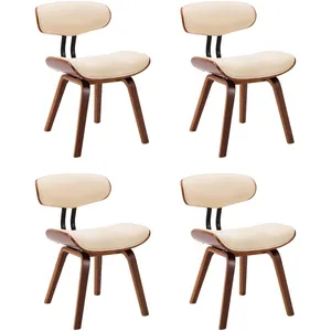 vidaXL Chaises à manger lot de 4 crème bois courbé et similicuir pas cher