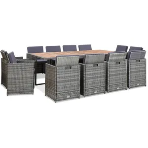 Comparateur de prix : vidaXL Mobilier à dîner extérieur 13pcs coussins Poly rotin Anthracite