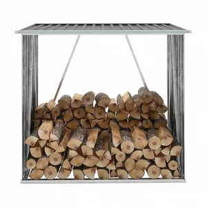 vidaXL Abri de stockage à bois Acier galvanisé 163x83x154cm Anthracite pas cher