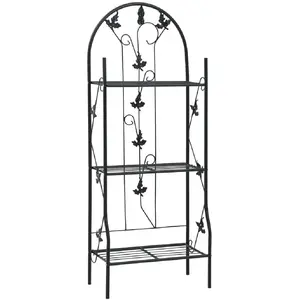 Comparateur de prix : vidaXL Support à plantes 3 niveaux Noir 52x28x128 cm Fer