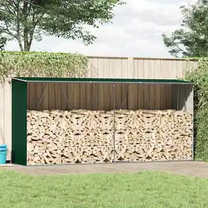 vidaXL Abri de stockage de bois Acier galvanisé 330x84x152 cm Vert