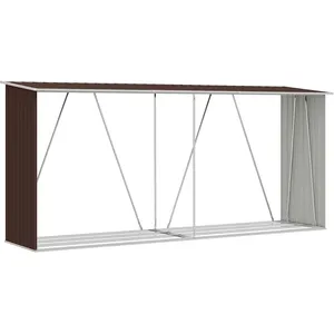 Comparateur de prix : vidaXL Abri de stockage de bois Acier galvanisé 330x84x152 cm Marron